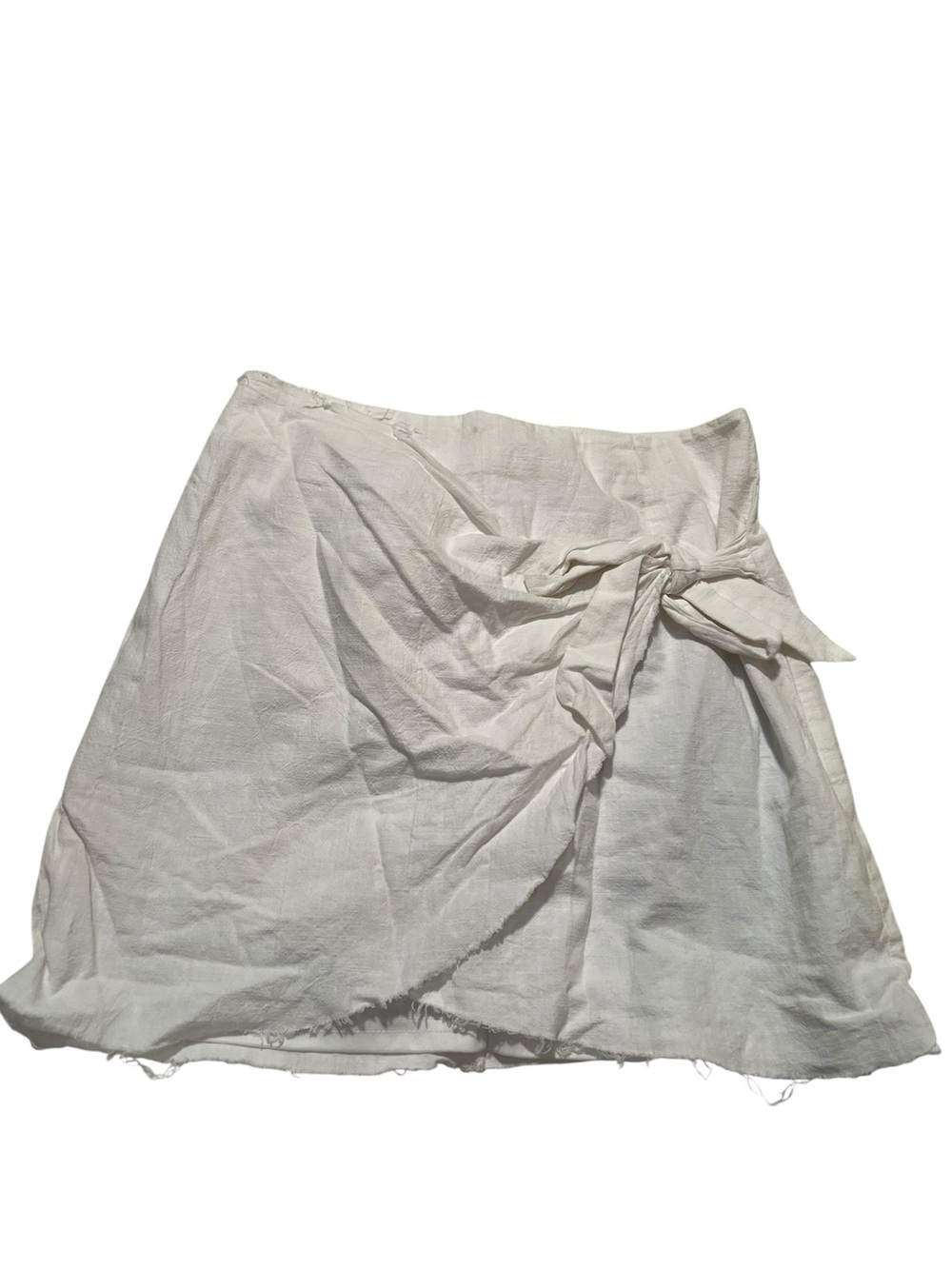 Super Down‎ Women's Size Medium Mini Skirt Tie Front Zip Back White 100% Cotton
